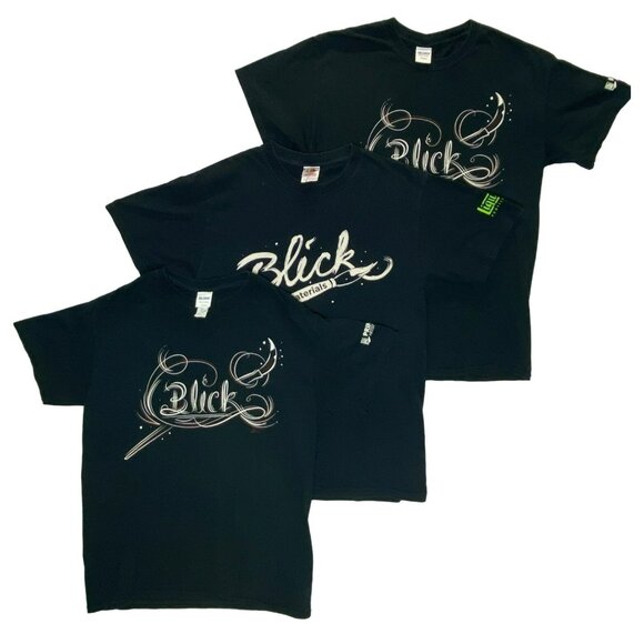 Gildan, Fruit of the Loom Tops - Vintage Blick T-Shirts 3 Black Adult M Artist Art Gildan Fruit of the Loom